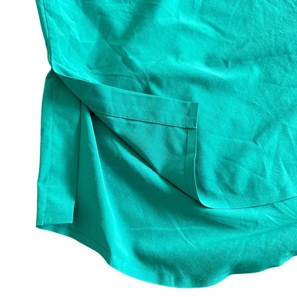 Athleta Green Sleeveless Button Down Collar Shirt Tank Top Blouse XL Extra Large - Picture 7 of 11